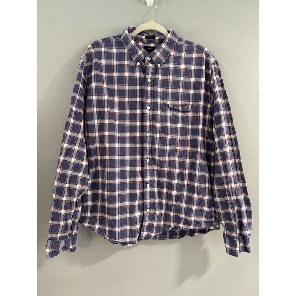 J Crew Oxford Slim Fit Mens XL Button Down Plaid Shirt Long Sleeve Cotton‎